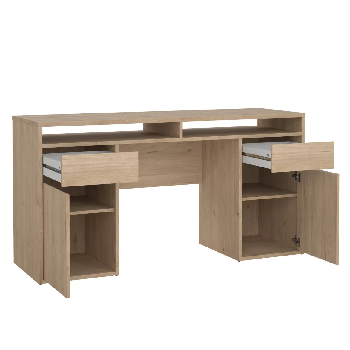 Scrivanie > Dmora Scrivania lineare rovere 149x48cm con libreria - Ambrenti Marrone Rovere
