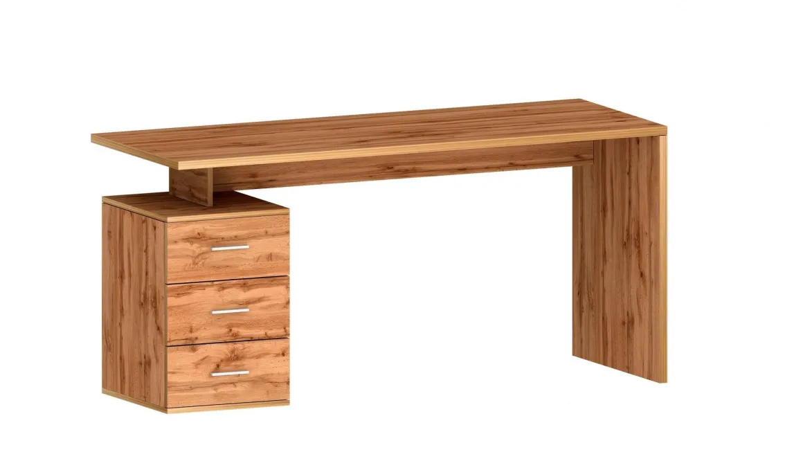 Scrivania lineare rovere 160x60cm con 3 cassetti - Abisse