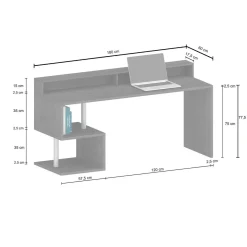 Ufficio|Camera Da Letto > Dmora Scrivania lineare rovere 180x60cm con supporto computer - Arre Marrone Rovere