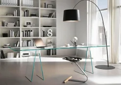 Scrivania lineare trasparente 180x90cm piano in vetro - Asfelj