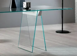 Scrivania lineare trasparente 180x90cm piano in vetro - Asfelj