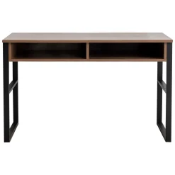 Scrivania Marrone Noce Nero 3 Ripiani 2 Vani 120x60x75h cm, Colore Ripiano Marrone - Samo