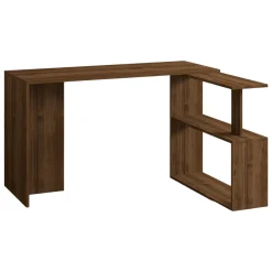 Scrivania Marrone Noce 2 Ripiani Angolare 130x50x74h cm, 2 Vani - Fibreno