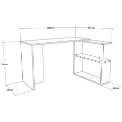 Scrivania Marrone Noce 2 Ripiani Angolare 130x50x74h cm, 2 Vani - Fibreno