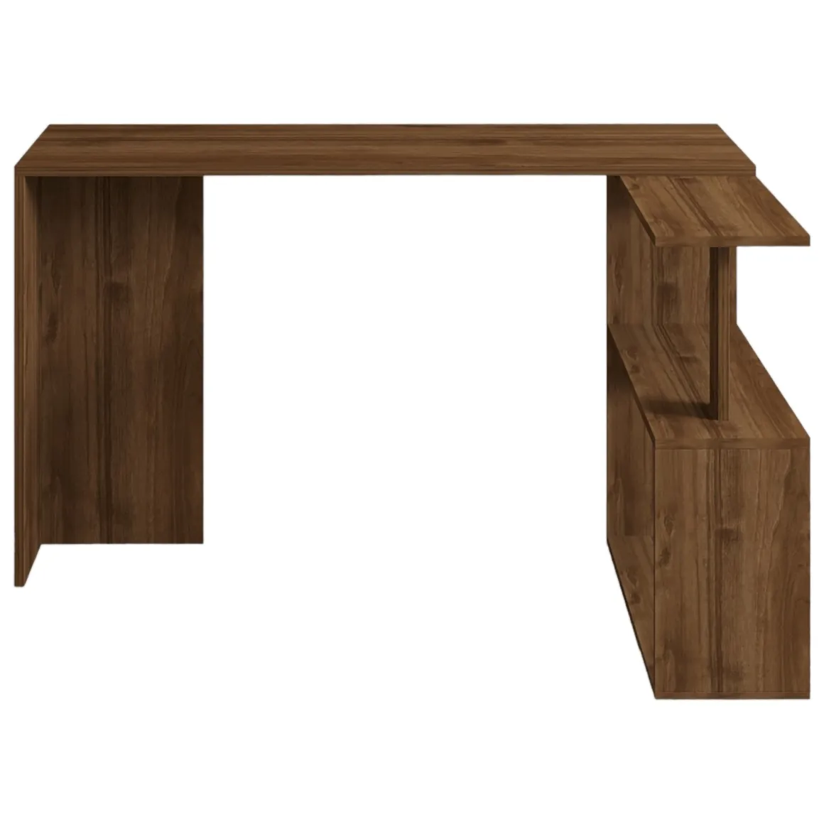Scrivania Marrone Noce 2 Ripiani Angolare 130x50x74h cm, 2 Vani - Fibreno