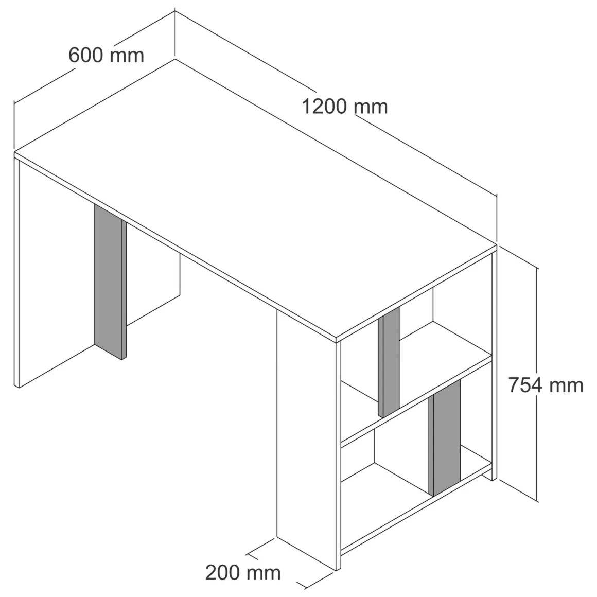 Scrivanie > Dmora Scrivania 5 Ripiani Angolare 80x80x74h cm, 4 Vani - Mamette Marrone Noce