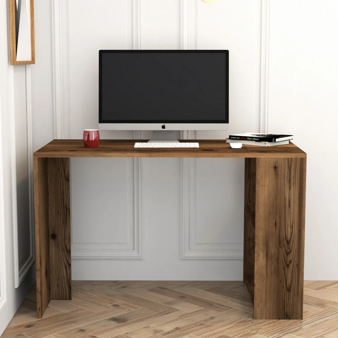 Scrivanie > Dmora Scrivania 5 Ripiani Angolare 80x80x74h cm, 4 Vani - Mamette Marrone Noce
