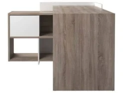 Scrivania Marrone Quercia Angolare 3 Ripiani 140x120x80.4h cm, 6 Vani