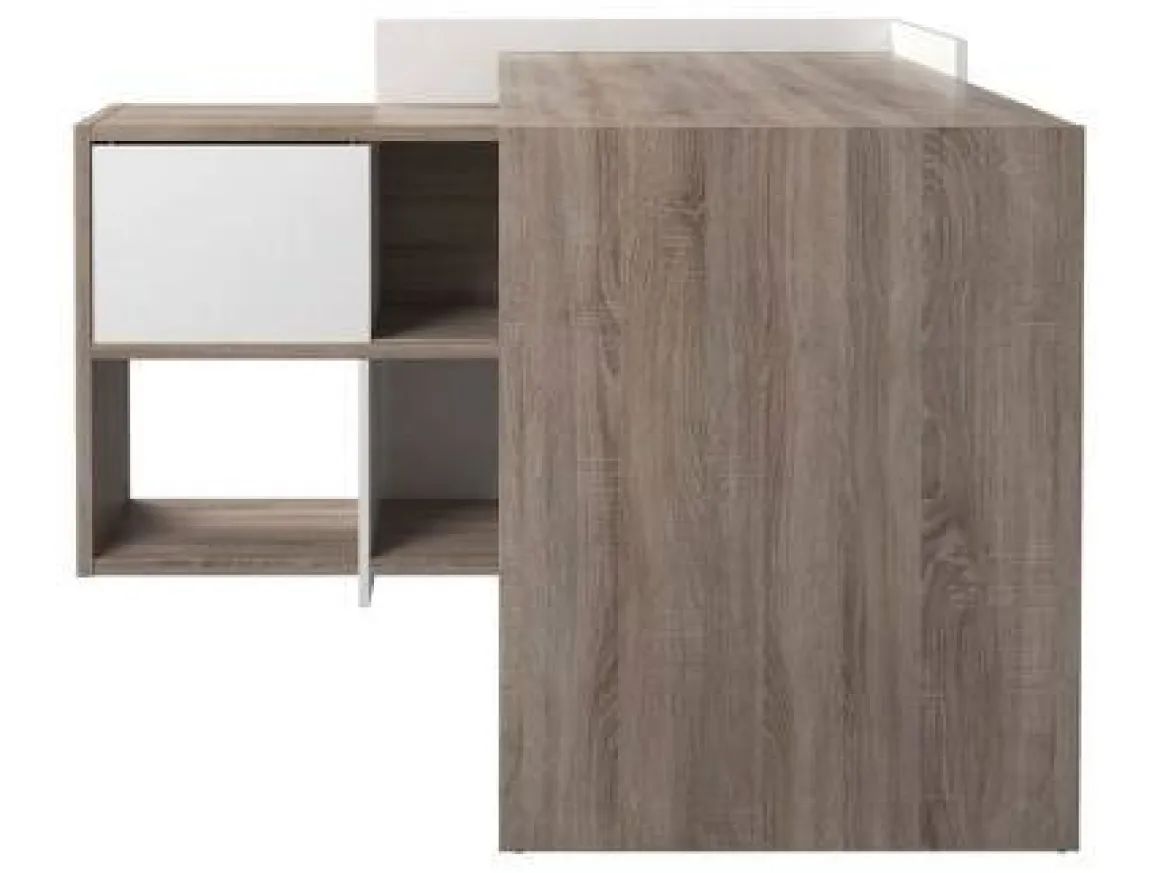Scrivania Marrone Quercia Angolare 3 Ripiani 140x120x80.4h cm, 6 Vani