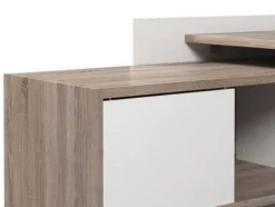 Scrivania Marrone Quercia Angolare 3 Ripiani 140x120x80.4h cm, 6 Vani