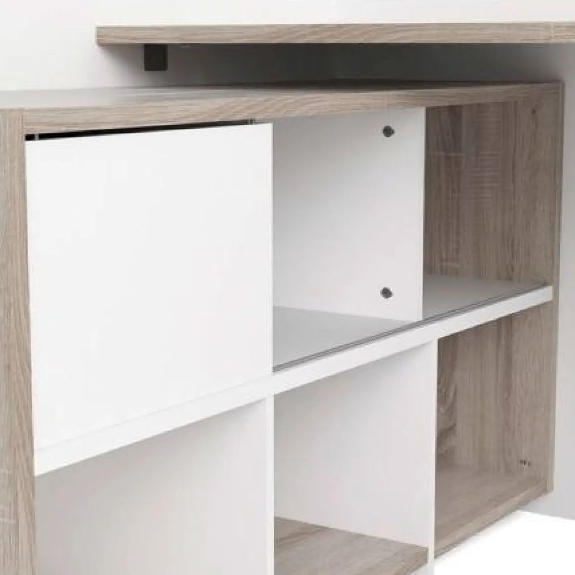 Scrivania Marrone Quercia Angolare 3 Ripiani 140x120x80.4h cm, 6 Vani