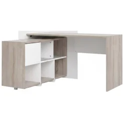Scrivania Marrone Quercia Angolare 3 Ripiani 140x120x80.4h cm, 6 Vani