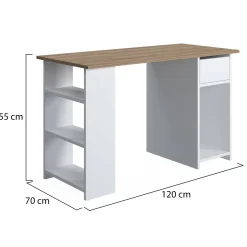 Scrivanie > Dmora Scrivania un Vano Supporto pc 80x50x75h cm, Materiale Piano in Legno Massello - Mezzo Marrone Quercia