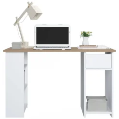 Scrivanie > Dmora Scrivania un Vano Supporto pc 80x50x75h cm, Materiale Piano in Legno Massello - Mezzo Marrone Quercia