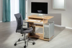 Scrivanie > Dmora Scrivania un Vano Supporto pc 80x50x75h cm, Materiale Piano in Legno Massello - Mezzo Marrone Quercia
