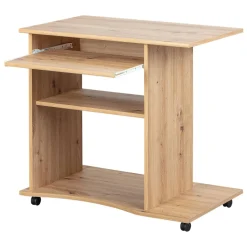 Scrivanie > Dmora Scrivania un Vano Supporto pc 80x50x75h cm, Materiale Piano in Legno Massello - Mezzo Marrone Quercia