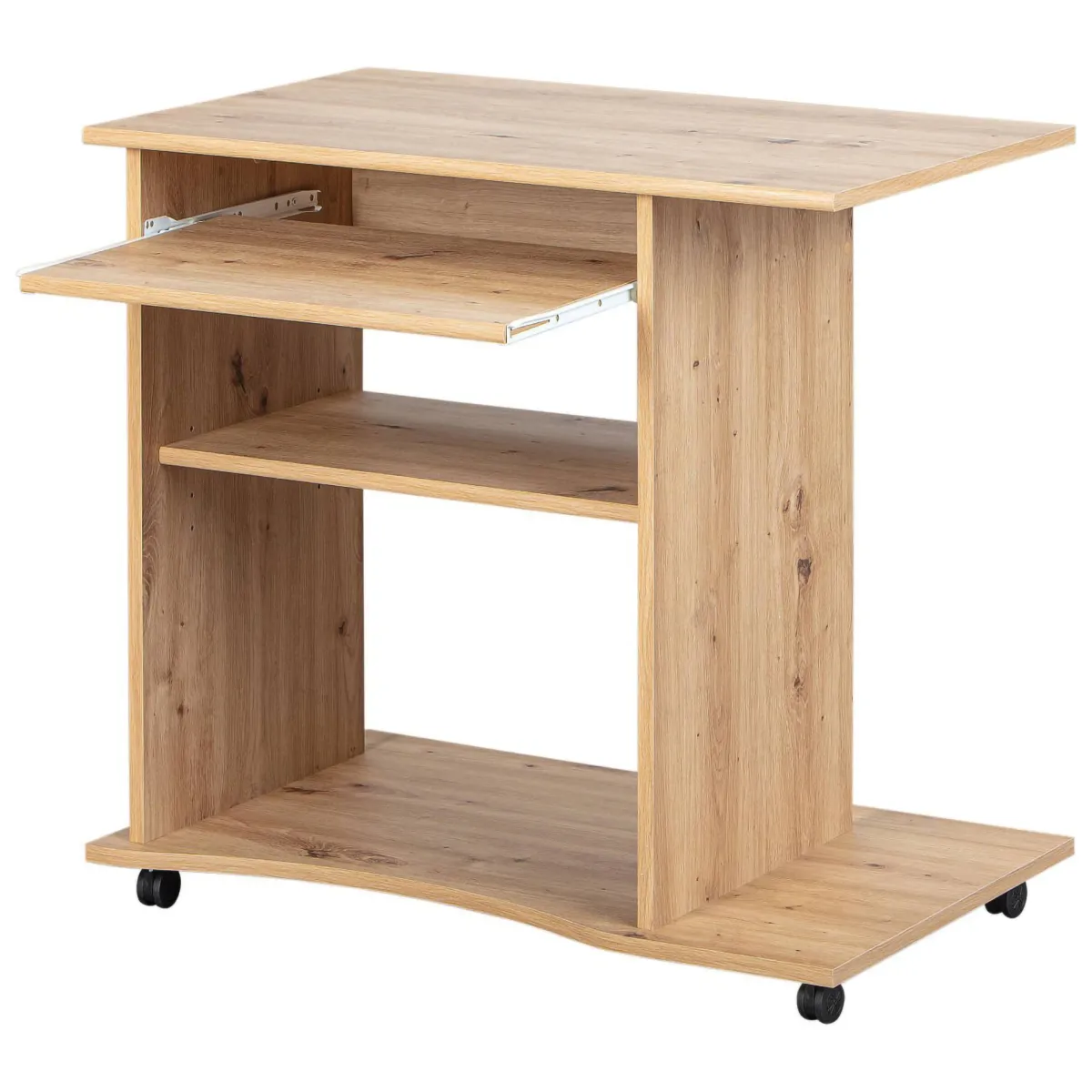 Scrivanie > Dmora Scrivania un Vano Supporto pc 80x50x75h cm, Materiale Piano in Legno Massello - Mezzo Marrone Quercia
