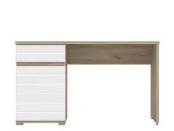 Scrivania Marrone Rovere Bianco un Cassetto un Ripiano 130x50x75.5h cm, Un'anta - Cambio