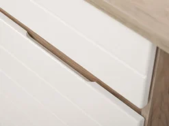 Scrivania Marrone Rovere Bianco un Cassetto un Ripiano 130x50x75.5h cm, Un'anta - Cambio