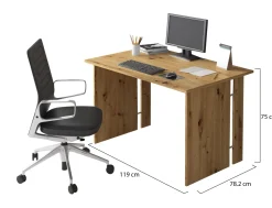 Scrivania Marrone Rovere Modulabile Fori Passacavi 119x78.2x75h cm, Colore Ripiano Marrone - Ullano