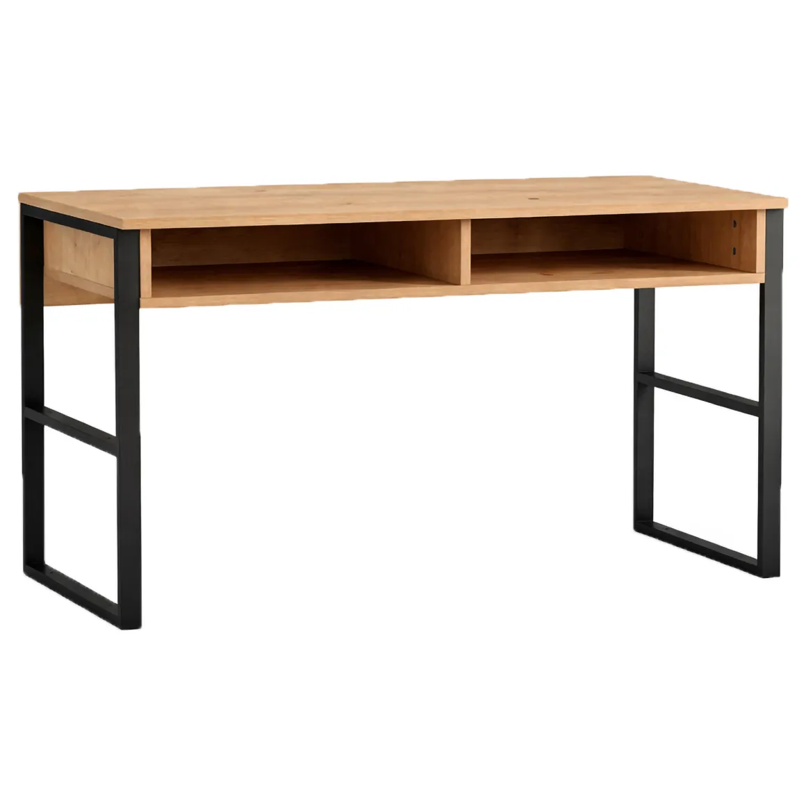 Scrivanie > Dmora Scrivania Marrone Rovere Nero 3 Ripiani 2 Vani 160x60x75h cm, Colore Ripiano Marrone - Foppolo Nero, Marrone Rovere