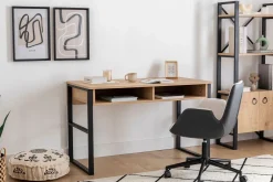 Scrivanie > Dmora Scrivania Marrone Rovere Nero 3 Ripiani 2 Vani 160x60x75h cm, Colore Ripiano Marrone - Foppolo Nero, Marrone Rovere