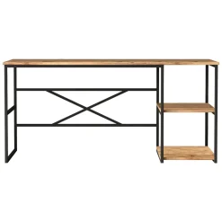 Scrivanie > Dmora Scrivania Marrone Rovere Nero 3 Ripiani 2 Vani 160x60x75h cm, Colore Ripiano Marrone - Foppolo Nero, Marrone Rovere
