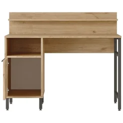 Scrivania Marrone Rovere Nero Antracite 4 Ripiani Un'anta 120x54x100h cm, 2 Vani - Brusati