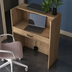 Scrivanie > Dmora Scrivania Marrone Rovere Nero un Ripiano Sfumatura Colore Ripiano Rovere 112x60x79h cm, Colore Struttura Nero - Chietino Nero, Marrone Rovere