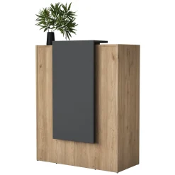 Scrivania Marrone Rovere Nero Antracite un Ripiano un Cassetto 90x40x110h cm, Banco Reception - Otricoli