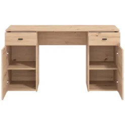 Scrivanie > Dmora Scrivania 2 Ripiani 2 Ante 72x47x79h cm, Armadio Multiuso Richiudibile - Keylon Marrone Rovere Nodi