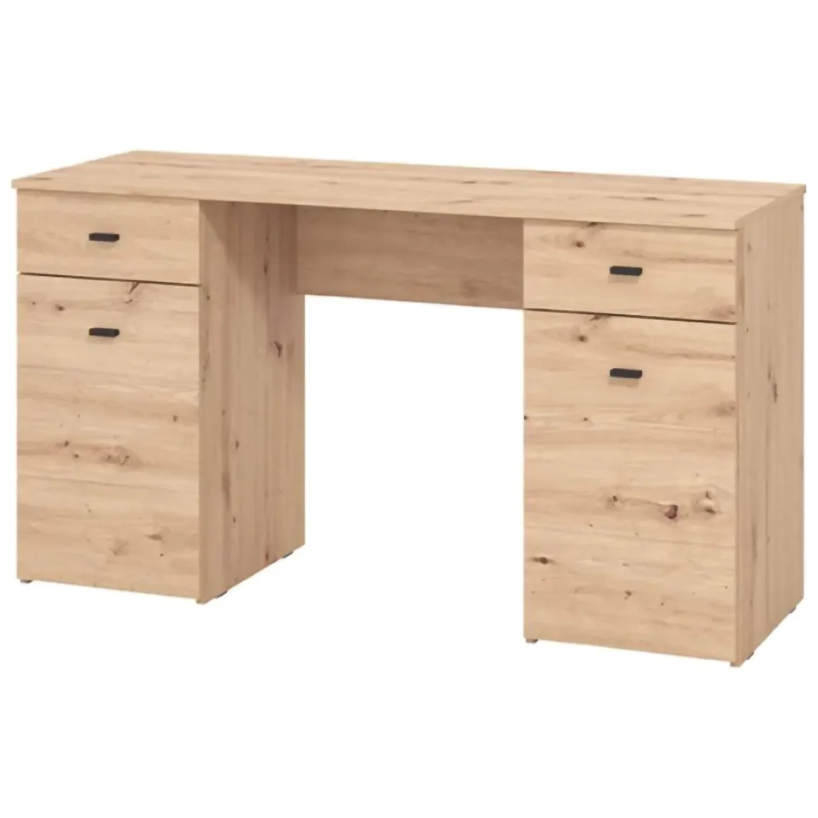 Scrivania Marrone Rovere Nodi 2 Cassetti 2 Ripiani 140x50x76h cm, 2 Ante - Ziro