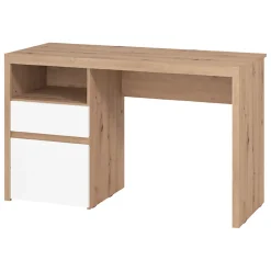 Scrivania Marrone Rovere Nodi Bianco 2 Cassetti 2 Ripiani 127x52x77h cm, un Vano - Flam