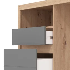 Scrivanie > Dmora Scrivania Marrone Rovere Nodi Grigio Scuro Angolare 2 Cassetti 140x124x77h cm, 5 Ripiani - Piran Grigio Scuro, Marrone Rovere Nodi