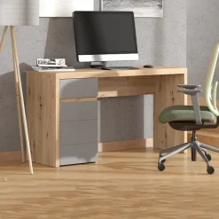 Scrivanie > Dmora Scrivania Marrone Rovere Nodi Grigio Scuro un Cassetto 2 Ripiani 98x47x74h cm, Un'anta - Anholt Grigio Scuro, Marrone Rovere Nodi