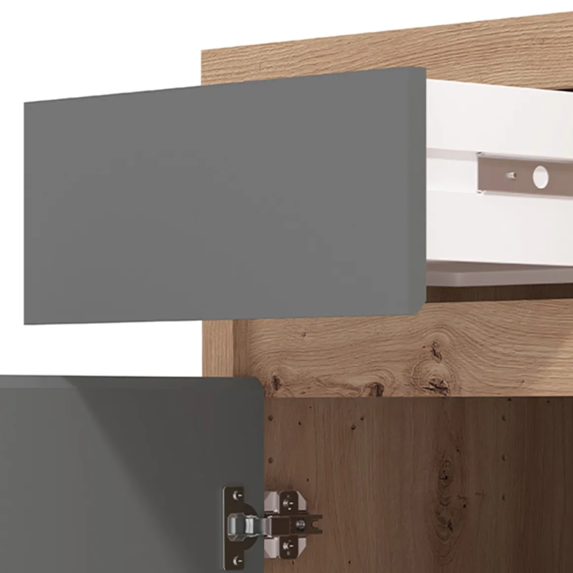 Scrivanie > Dmora Scrivania Marrone Rovere Nodi Grigio Scuro un Cassetto 2 Ripiani 98x47x74h cm, Un'anta - Anholt Grigio Scuro, Marrone Rovere Nodi