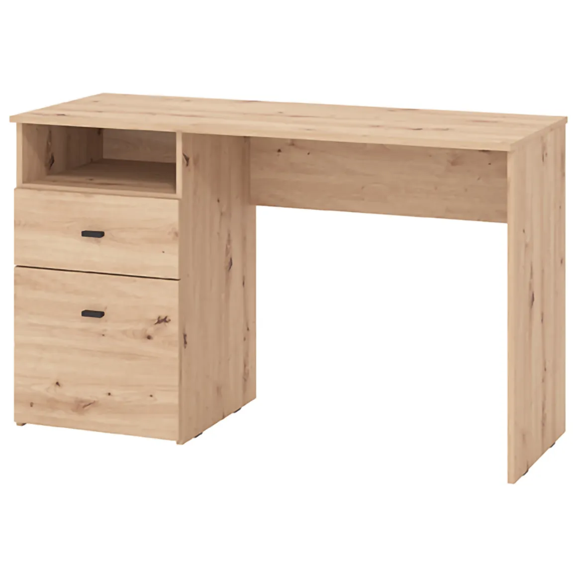 Scrivania Marrone Rovere Nodi Nero 2 Cassetti 2 Ripiani 127x51x77h cm, un Vano - Frutal
