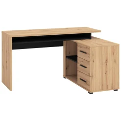 Scrivanie > Dmora Scrivania Marrone Rovere Nodi Nero Antracite 3 Ripiani 4 Vani 90x52x149h cm, Colore Ripiano Marrone - Nicotera Nero Antracite, Marrone Rovere Nodi