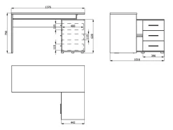 Scrivania Marrone Rovere Nodi Nero Angolare 3 Ripiani 137.5x101.5x75h cm, 3 Cassetti - Sapri