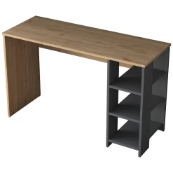 Scrivanie > Dmora Scrivania Marrone Rovere Nodi Nero Antracite 5 Ripiani 5 Vani 120x55x150h cm, con Libreria - Gradara Nero Antracite, Marrone Rovere Nodi