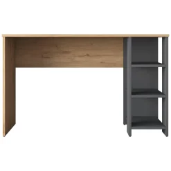 Scrivanie > Dmora Scrivania Marrone Rovere Nodi Nero Antracite 5 Ripiani 5 Vani 120x55x150h cm, con Libreria - Gradara Nero Antracite, Marrone Rovere Nodi