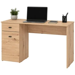 Scrivanie > Dmora Scrivania Marrone Rovere Nodi Nero un Cassetto 2 Ripiani 98x45x74h cm, Un'anta - Cocham Nero, Marrone Rovere Nodi