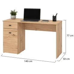 Scrivanie > Dmora Scrivania Marrone Rovere Nodi Nero un Cassetto 2 Ripiani 98x45x74h cm, Un'anta - Cocham Nero, Marrone Rovere Nodi