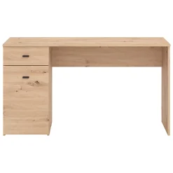 Scrivanie > Dmora Scrivania Marrone Rovere Nodi Nero un Cassetto 2 Ripiani 98x45x74h cm, Un'anta - Cocham Nero, Marrone Rovere Nodi