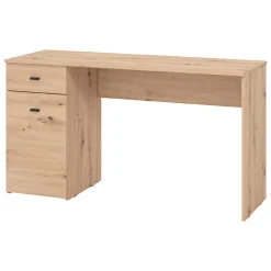 Scrivanie > Dmora Scrivania Marrone Rovere Nodi Nero un Cassetto 2 Ripiani 98x45x74h cm, Un'anta - Cocham Nero, Marrone Rovere Nodi