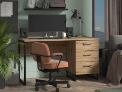 Scrivanie > Dmora Scrivania un Ripiano Sfumatura Colore Struttura Rovere Nodi 98x45x74h cm, Sfumatura Colore Ripiano Rovere Nodi - Pichil Marrone Rovere Nodi