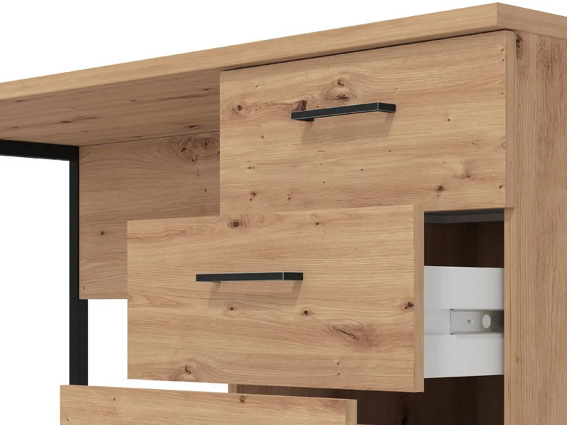 Scrivanie > Dmora Scrivania un Ripiano Sfumatura Colore Struttura Rovere Nodi 98x45x74h cm, Sfumatura Colore Ripiano Rovere Nodi - Pichil Marrone Rovere Nodi