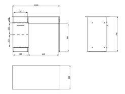Scrivanie > Dmora Scrivania 2 Ripiani 4 Cassetti 135x50x75.5h cm, 2 Vani - Flaminio Marrone Rovere