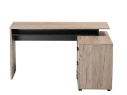 Scrivanie > Dmora Scrivania Marrone Rovere Scuro Nero Angolare 3 Ripiani 137.5x101.5x75h cm, 3 Cassetti - Sapri Nero, Marrone Rovere Scuro