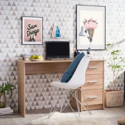 Scrivanie > Dmora Scrivania un Ripiano Sfumatura Colore Ripiano Rovere 90x40x73h cm, Materiale Piano in Legno Nobilitato - Urio Marrone Rovere
